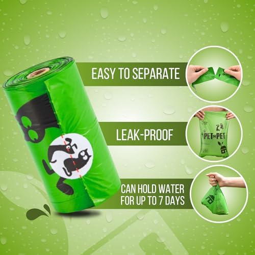 Pet N Pet Dog Poop Bags - USDA Certified 41% Plant-Based Doggy Poop Bags - Leak-Proof Sac Caca Chien Refill Rolls (1080 Count, Unscented, Green) - 2