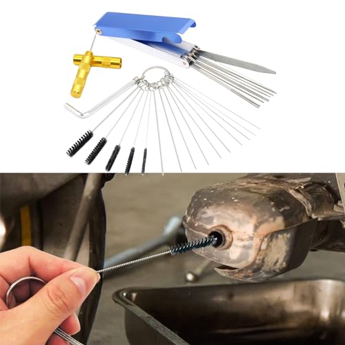 Image of Carburetor Cleaning Kit, Carburetor Tool, Stainless Steel 13 Cleaning Wires Set + 5 Nylon Brushes + 10 Cleaning Needles +1 Throttle Wrench + 1 Sharp Pick, Torch Tip Cleaner for ATV Welder Carb