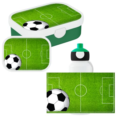 Mepal - Lunchset Campus Fußball - Set für Kinder mit Pop-up Trinkflasche & Lunchbox - Lunch-Set für die Schule oder unterwegs - Spülmaschinenfest & BPA-frei - 400ml+750ml - Fußball - Fußballplatz