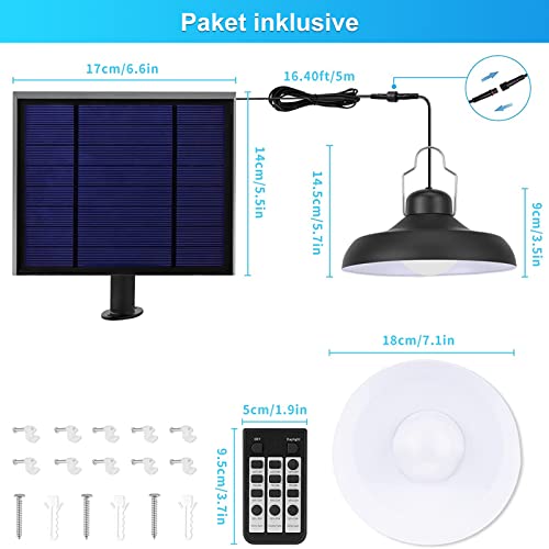 Bellanny LED Solar Hängelampen 3 Farben Solarlampen für Außen mit Fernbedienun Solar Pendelleuchte, IP65 Wasserdicht… – Bild 3