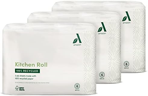 Amazon Aware Kitchen Rolls, Produced from 100% Recycled Paper, 18 x 100-sheet Rolls