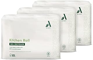 Amazon Aware Kitchen Rolls, Produced from 100% Recycled Paper, 18 x 100-sheet Rolls