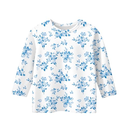 Tops for Teen Girls 3/4 Length Sleeve Round Neck Shirts Graphic Blouses Elbow Sleeve Pullover Outfits 5-16 Years3