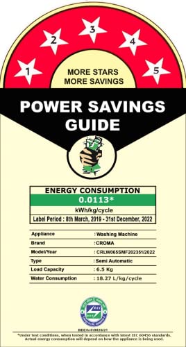 Image of Croma 6.5 kg 5 Star Semi Automatic Top Load Washing Machine with 2 Years Comprehensive Warranty (CRLW065SMF202351, Blue)