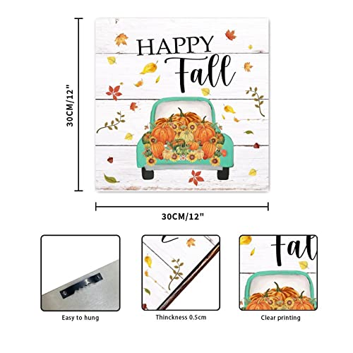 Panneau en bois Happy Fall déco maison rétro 30x30 cm