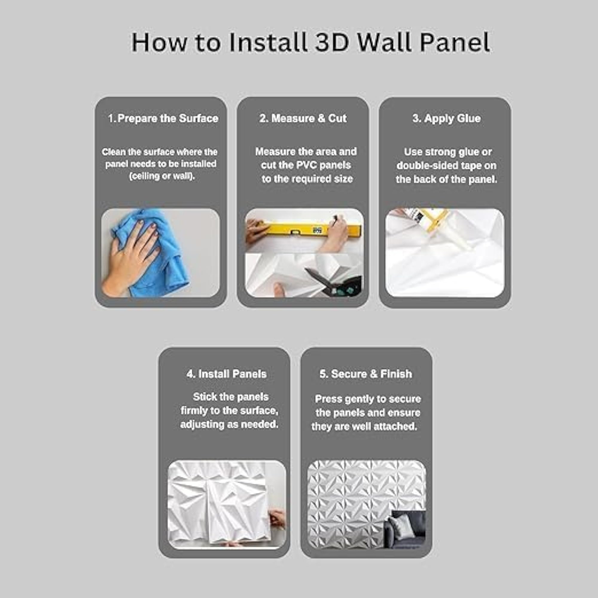 3D Pyramid PVC Wall Panels for Home