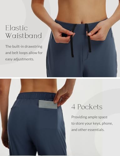Image of baleaf 20'' Women Capris with Pockets Stretch Golf Work Dress Cropped Pants Straight Leg High Waisted Pull On Summer