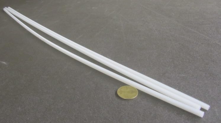 Natural Nylon 6/6 Fully Threaded Rod RH 1/4"-20 x 24 Length 3 Pcs.