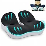 OFFASST Orthopädisches Sitzkissen für Bürostuhl und Auto - Ergonomisches Steißbeinkissen mit Memory Foam zur Entlastung von Steißbein und Ischias, Sitzerhöhung für Erwachsene (Schwarz)