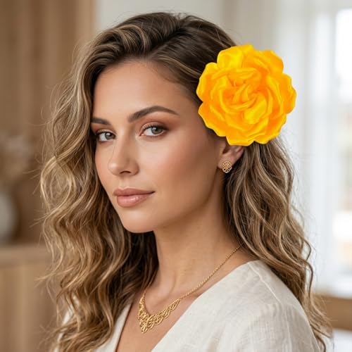 Image of 4.3 inch Red Rose Hair Clip Large Flower Brooches for Women | Charming Flowers Pins for Clothes | Turn Heads with Stylish Rose Hair Clip Flower Brooch Pin for Clothes & Clips for Woman