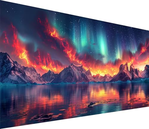 Large Diamond Art Kits for Adults Aurora, 5D Diamond Painting Starry Sky, DIY Crafts for Adults, Full Drill Crystal Picture Arts and Crafts, Hobbies for Women, Room Wall Decor Gifts 40x120in S-3278