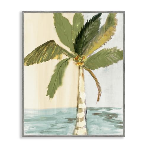 Palm Tree Leaves Oceanfront Beach, 24 x 30 Inch Framed Giclée Print