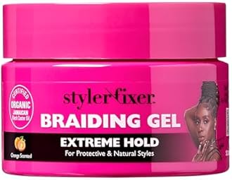 Red by Kiss Braiding Gel Extreme Hold Styler Fixer for Box Braids & Cornrows, Hydrating, Conditioning, Long-Lasting Frizz Control, 4C Moisturizing, Nourishing High Shine (1 fl. oz.)