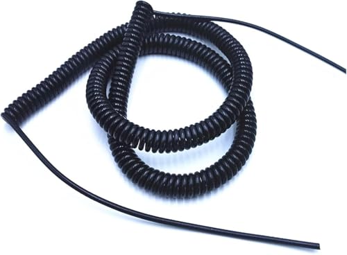Cable espiral de alimentación extensible de 3 núcleos negro resorte 2.7m 6