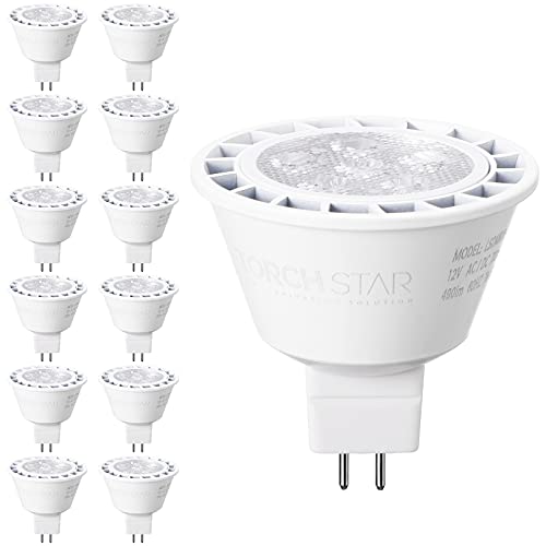 Torchstar 12-Pack Mr16 Led Bulb Dimmable, 7W 12V 490Lm 50W Equivalent, 5000K Daylight, Gu5.3 Bi-Pin Base Mr16 Led Spotlight, Led Mr16 Light Bulbs For Recessed And Track Lighting, Ul & Es Listed #TOP6