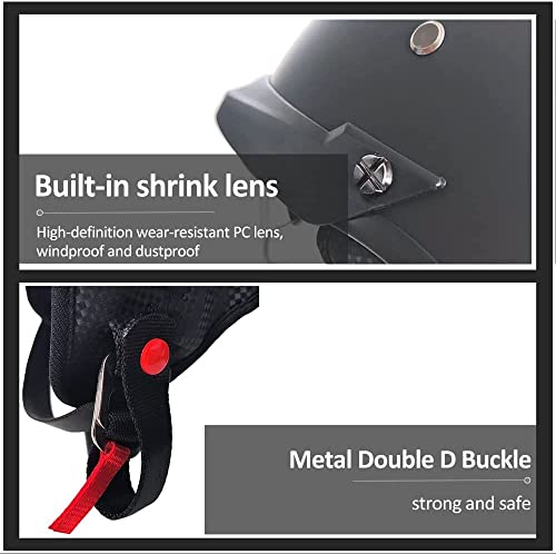 Motorcycle Half Face Helmet Dot Approved Adult Men Women Retro Open Face Helmet With Drop-Down Sunshield Ang Double D Buckle For Bicycle Cruiser Scooter (Bright White + Teal Interior Mirror,S) #TOP5