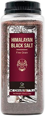 Soeos Black Salt, Fine Grain, 2.4 LB(39 Oz), Natural Faux Egg Flavor