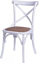 CADEIRA CROSS EM MADEIRA COR BRANCA ASSENTO EM RATTAN