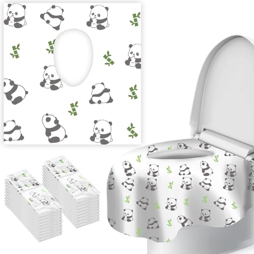 Upgraded Disposable Toilet Seat Covers (20 Pack) - Waterproof, Cute Panda Print, Travel-Friendly Individual Packs, Suitable for Kids & Adults, Perfect...