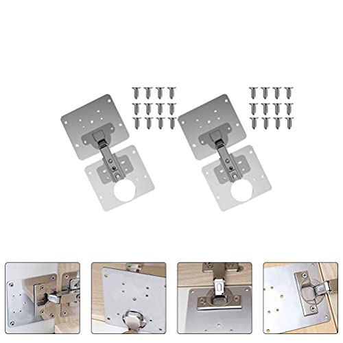 DOITOOL 4 peças de placa de reparo de dobradiças de aço inoxidável para gabinete, dobradiça, porta d