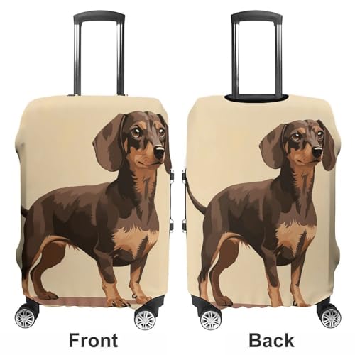 Flat Style Dachshund Travel Luggage Cover Elastic Washable Suitcase Cover Dustproof Anti-Scratch Suitcase Protector Fits 19-32 Inch Luggage, L3