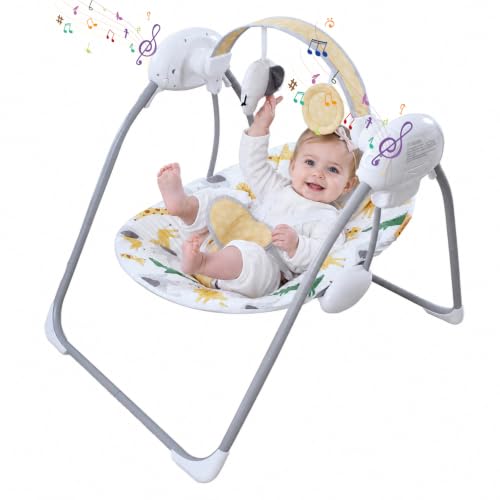 Baby Swing for Infant,Portable Baby Swing 0-9 Months Yellow