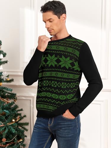 ZAFUL Men's Ugly Christmas Sweaters Long Sleeves Crewneck Knitted Xmas Sweaters Casual Snowflake Pullover Knitwear4