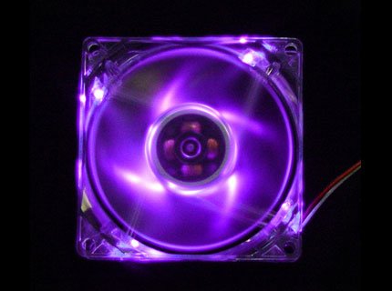 5 Stars Computer 80mm, 8cm Quad-4 Purple LED Computer Desktop PC Case Clear Cooling Fan, 3 and 4 pin Connector with Screws, Quiet and Silent