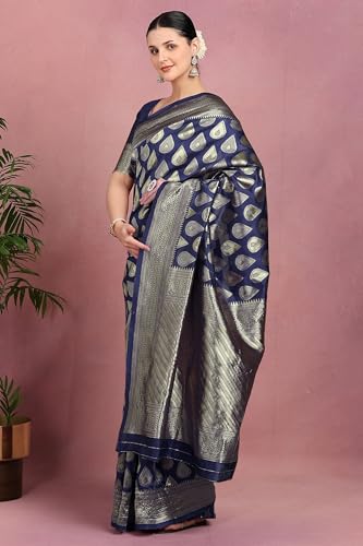 Image of Subham Saree for Woman Silk Cotton Kanjivaram | Soft Daily Wear Golden Zari Sari with Jacquard Blouse Piece