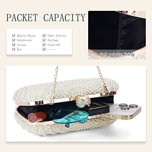 Clutch de perlas para mujer bolso de mano formal blanco y negro miniatura 6