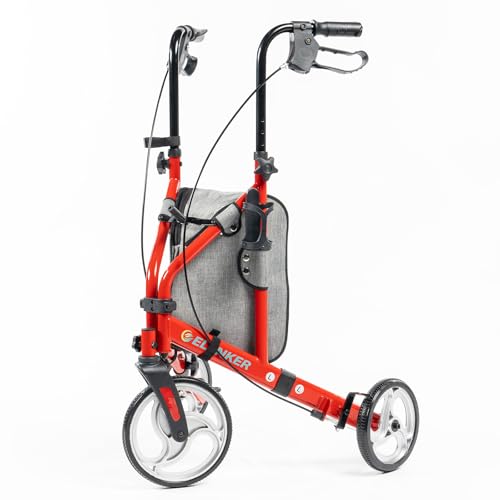 ELENKER 3-Wheel Senior Rollator Walker with Storage