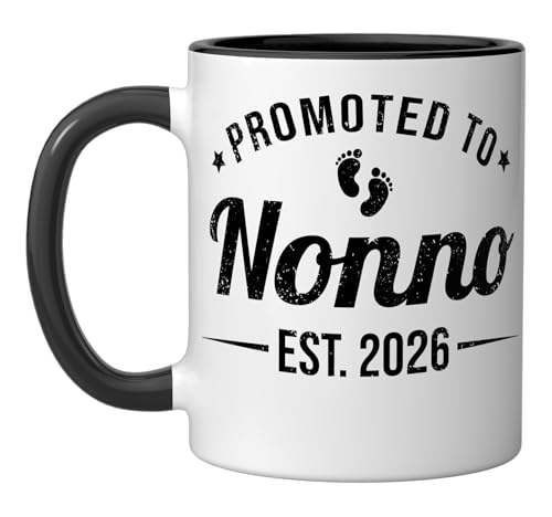 Taza Cerámica Promoted To Nonno EST. 2026 Negra y Blanca miniatura 1