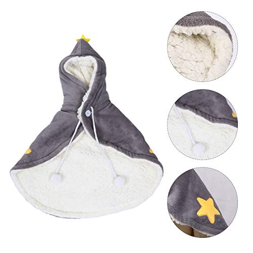 Camisola com manto de lã e quente para gatos de estimação (estrela cinza com cordão código S)