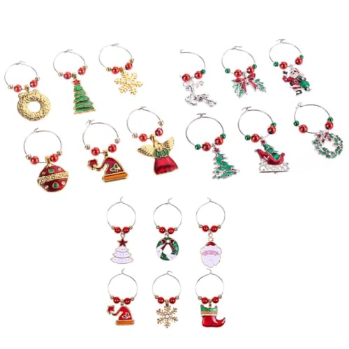 Marcadores de bebidas navideñas y dijes metálicos decorativos para copas