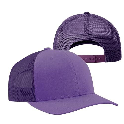 Image of TZ Promise Men Women Plain Cotton Trucker Cap with Breathable Mesh Back, Snapback Baseball Hats