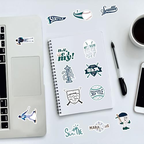 Image of 50 PCS American Sport Team Stickers Pack for Water Bottle, Laptop, Bicycle, Computer, Motorcycle, Travel Case, Car Decal Decoration Sticker (50pcs Seattle Stickers)