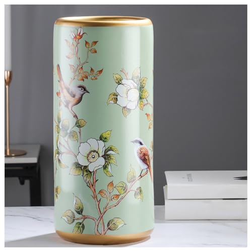 LFIEVO Paragüero de Cerámica Soporte para Bastones de Estilo Vintage para El Recibidor del Hogar Decorado a Mano con Calcomanías Adorno Decorativo de Cerámica Pintada Multifuncional