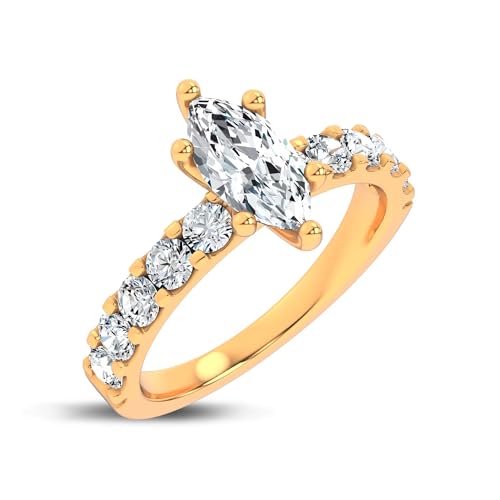 1-2-3-4-5 Carat Marquise & Round Cut VVS1-2 D/E/F Color IGI Certified Lab Grown Diamond Jules Classic Pavé Engagement Ring For Women2