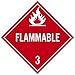NMC DL158UV25 FLAMMABLE Placard - [Pack of 25] 10.75 in. x 10.75 in. Unrippable Vinyl Class 3 Dot Placard Sign with White Text on Red Base