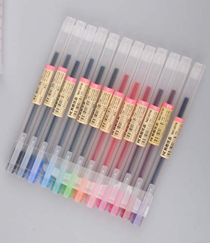 bouti1583 Gel Pens [0.5mm] 12 Colors Pack Ink Ball Point Pen For Office School Stationery Supply - Thumbnail 2