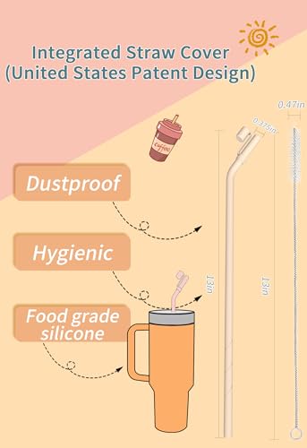 Image of Doboli Replacement 13 inch Long Silicone Straw With Straw Cover,Compatible with Stanley Owala 40 oz 30 oz Cup Tumbler, 6 Pack Reusable Bent Straw with Cleaning Brush,for Stanley Tumbler Accessorie