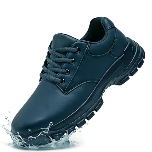 YTATSP Non Slip Work Shoes for Men Waterproof Oil-Proof PU Leather Food Service Restaurants Kitchen Chef Shoes Lightweight Slip on Walking Sneakers Fashion Casual Shoe Office