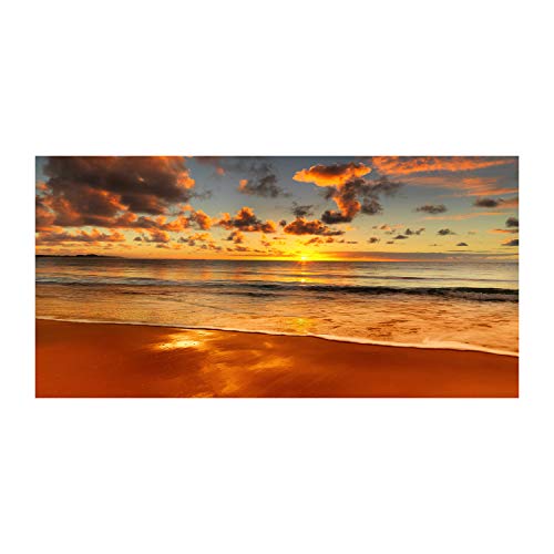 Tulup Peinture sur Verre trempé 140x70 décoration Murale Tableau Image - Plage Coucher De Soleil