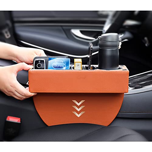 Ihreesy Pu Leather Car Seat Gap Filler,Universal Car Seat Organizer Multifunctional Car Cup Holder Gap Filler Storage Box Console Side Pocket Car Organizer For Phones Sunglasses,Usb Style,Brown #TOP3