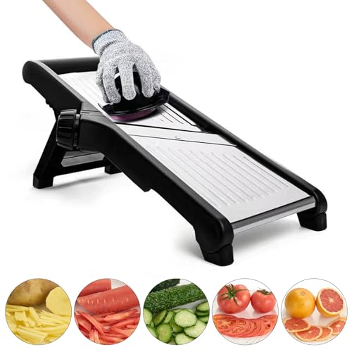 Mandoline Vegetable Slicer, Adjustable Mandoline Slicer Stainless Steel Vegetable Chopper with Hand Guard Gloves, Mandoline Food Slicer for Fruit and Vegetables - Image 5