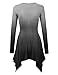 Made By Johnny MBJ Womens Ombre V Neck Long Sleeve Pleats Tunic Top XXL Black
