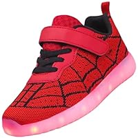 Vorkhuaeri Kids LED Shoes Boys Girls Light Up Trainers Children USB Charging Flashing Sneakers Gift for Birthday Halloween Xmas (11,A-Red)
