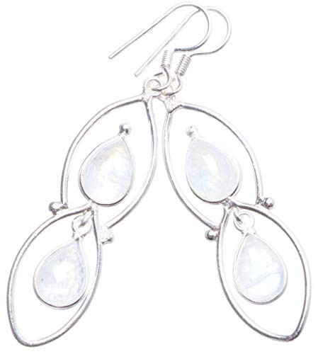Moonstone boucle d'oreille unique fait à la main en argent 925 bleu X4353