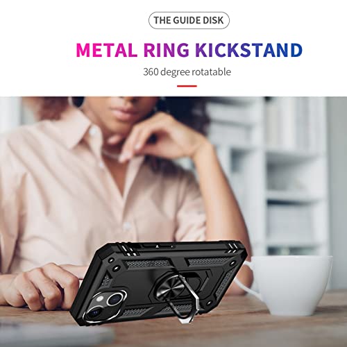 Asuwish Compatible with iPhone 13 6.1 inch Case and Tempered Glass Screen Protector Ring Holder Hard Magnetic Kickstand Stand Phone Cover for iPhone13 5G i i-Phone i13 iPhone13case Women Men Black - Image 4