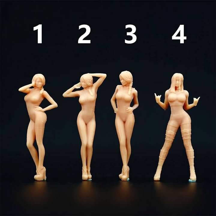 Miniatura 6 de ZEDACAKAI (4 piezas 164 modelo miniatura acción provocativa bellezas erectas dedo medio figura de artesanía modelo blanco necesita ser coloreado por